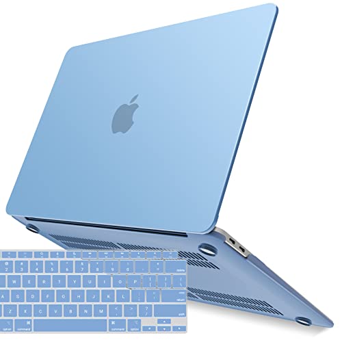 IBENZER Compatible with New MacBook Air 13 inch Case 2022 2021 2020 M1 A2337 A2179 A1932, Plastic Hard Shell Case with Keyboard Cover for Mac Retina Display with Touch ID, Airy Blue, MMA-T13ARBL1