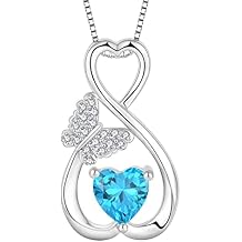 Infinity Butterfly Necklace 925 Sterling Silver/Brass Love Heart Pendant Necklace Birthstone Jewelry for Women