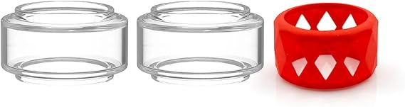 3pcs Replacement Clear Straight Fat Bubble Glass Tube Tank For Kylin M Pro RTA Tank (With Red Ring)