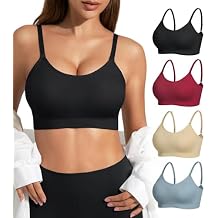 Padded Bralette Sports Bras for Women Pack No Underwire Adjustable Straps Low Back Bra Sleep Bras Lounge Bras for Women