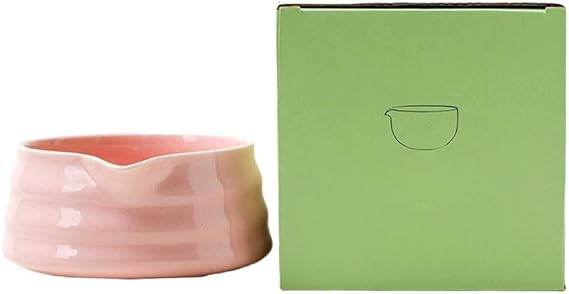 Yuanpgky Earthenware Tea Bowl Set Meant for Matcha Lovers 13x13x5cm Handcrafted Japanese Matcha Bowl Equipped with Spout Traditional(Pink)