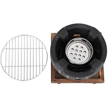 Japanese Round Grill Portable Japanese BBQ Grill Mini Charcoal Stove with Even Heating for Grilled Meals Vegetables Skewers (S)