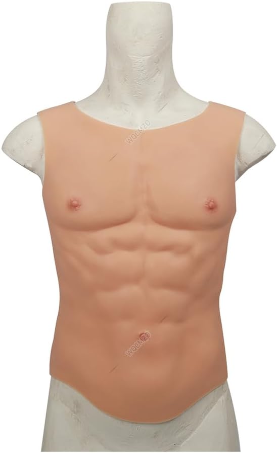 Silicone Muscle Suit for Men, Realistic Chest & Abs Torso Costume for Cosplay, Transgender, Crossdressing, Halloween