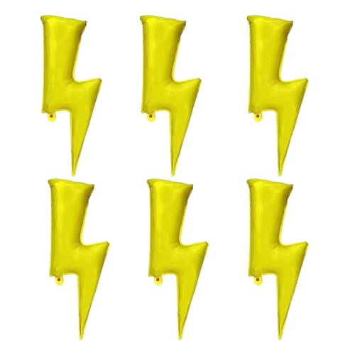 DYT 6PCS 36 Inch Yellow Lightning Bolt Foil Balloons for Birthday, Wedding & General Celebration