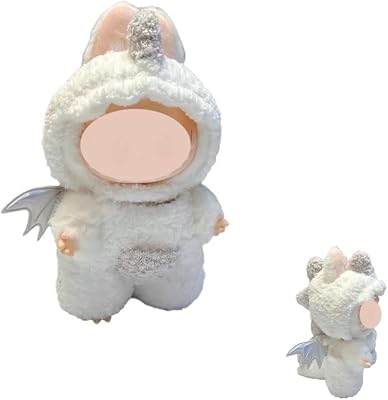 for LBBbubu Doll Handcrafted Macaron Dinosaur Angel Outfit for Standing Vinyl Figures 17cm with Sparkle Accents White