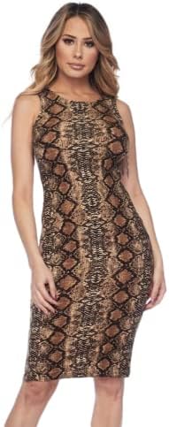 PacificPlex Womens Snakeskin Snake Print Stretch Bodycon Python Sleeveless Dress