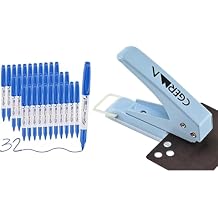 Cgerma 32 Pack Blue Fine Tip Markers and Single Hole Puncher
