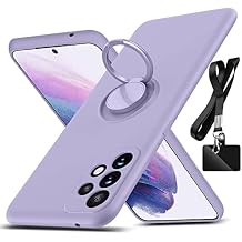 for Samsung Galaxy A53 5G Case,with 360Rotatable Ring Holder Kickstand & Strap Lanyard Premium Liquid Silicone Slim Shockproof Protective Case for Samsung Galaxy A53 5G,Purple