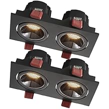 2 Pack Rectangular Downlight Double Head LED Recessed Ceiling Downlight Baffle Trim Eyeball Retrofit Spotlight LED Spot Lighting Simple Retrofit Installation - No Flicker