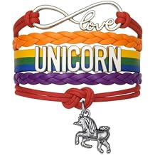 Unicorn Bracelet Infinity Love Charm with Rainbow Bands and Unicorn Pendant Giftable