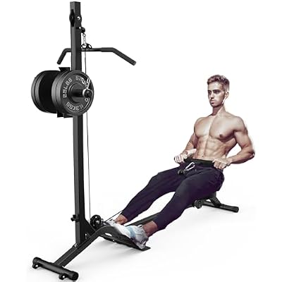 BEKING Foldable Rowing Machine,Adjustable LAT Pull Down & Low Row Cable Machine with Weight Plates,2 in 1 Multi-Function Compact Rowing Machine with HighLow Pulley Stations