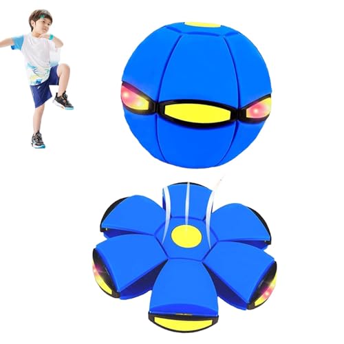 Step on Pop up Ball, Magic Flying Saucer Bounce Ball, Magic Bouncing Ball, Magic Flying Saucer Dual-Mode Transform Toy with 6 LED Lights, Parent-Child Interaction for Outdoor Games Blue