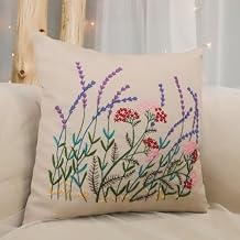 ATOLY Embroidery Kit with Lavender Pattern Pillowcase Cover, Instruction, Drawings, for Pillow Cover, Cushion Cover - 17×17 Inches