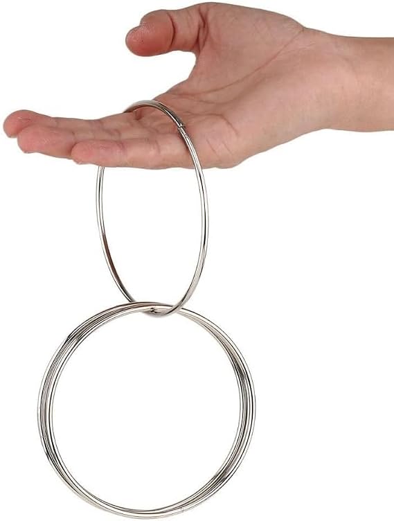 MilesMagic Magicians Set of 4 Close Up Chinese Linking Rings 4 Inch Gimmick Locking Himber Stainless Steel Connecting Ring for Real Stage or Street Magic Tricks
