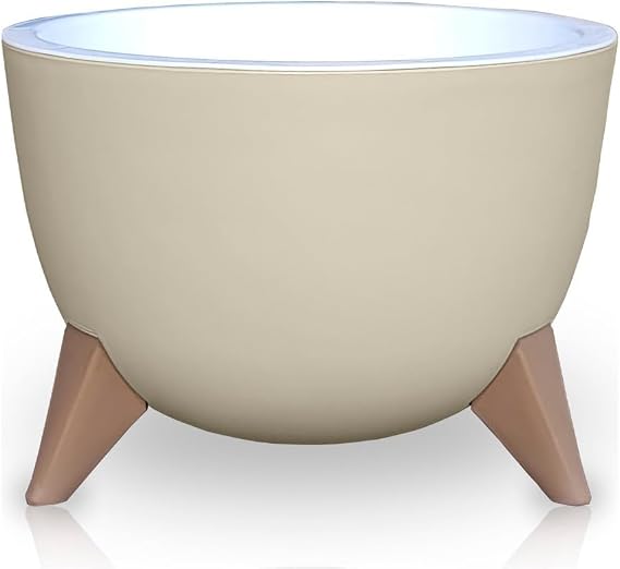 ToXA 2 Litre 19cm Küre Saksı Ayaklı Delikli Süzgeçli Plastik Çiçek Saksısı Fildişi