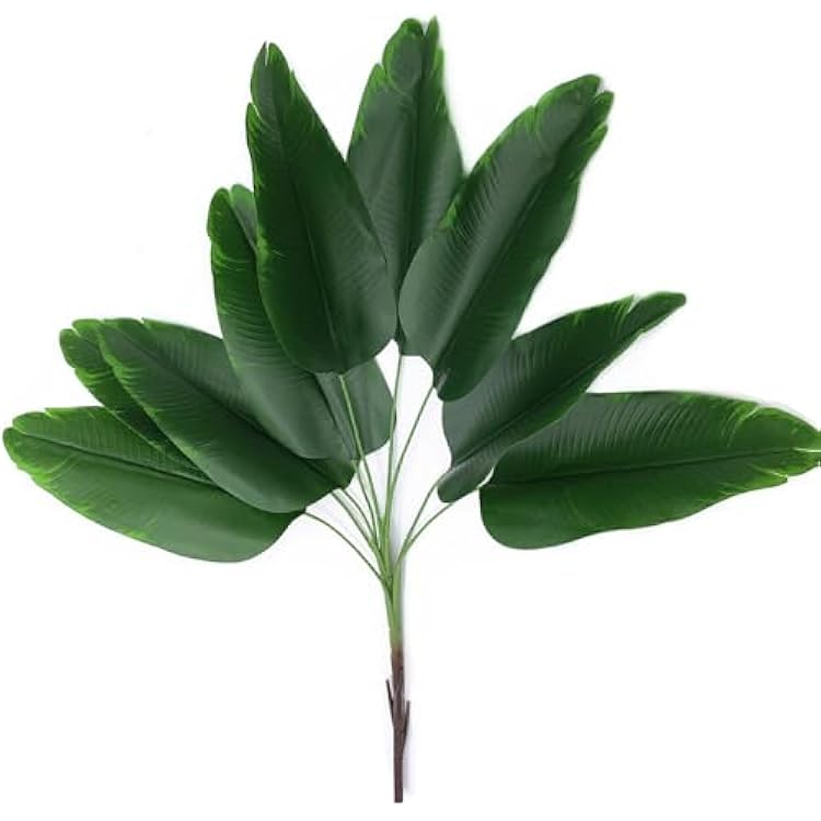 Artificial Tropical Leaves Plants, Fake Banana Tree Palm Plant Monstera Leaf Faux Green Large Bushes Plastic Greenery Shrubs for Home Garden Decor Indoor Outdoor Verandah Wedding Party Decoration