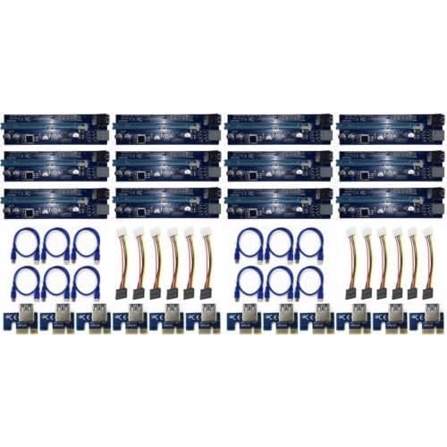 LifeBox PCI-E 1X to 16X GPU Mining Extender Riser Multi-Interface Adapter with LED 12 Pack