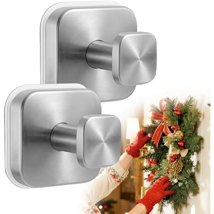 ZiTour Suction Cup Hooks for Shower, 2026 New Stainless Steel Suction Hooks for Shower Wall, Reusable Drill-Free Hook for Fall Decorating Christmas Thanksgiving Home Users Silver, 2 PCS