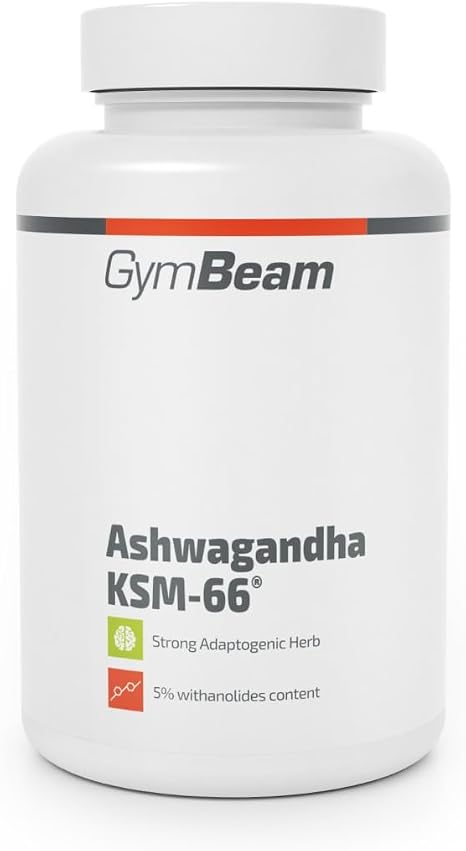 GymBeam Ashwagandha KSM 66 Kapseln - Hochdosiert 200 mg pro Tagesdosis Adaptogen zur Resilienz-Steigerung und Senkung von Cortisol Nootropikum für Schlaf und geistige Gesundheit 90 Kapseln
