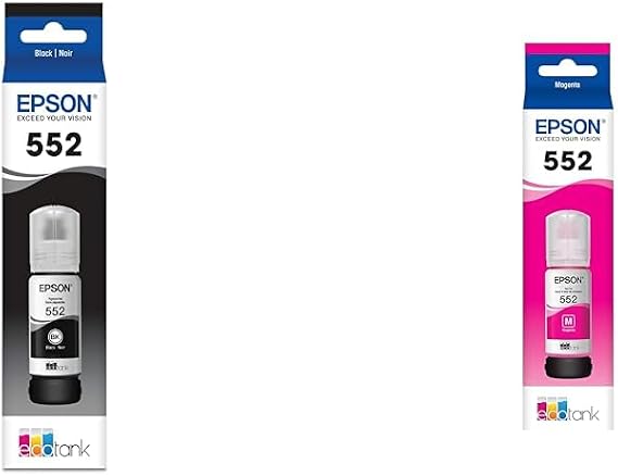 Epson EcoTank Ink Ultra-high Capacity Bottle Black (T552020-S) & Magenta (T552320-S) for EcoTank Photo ET-8500