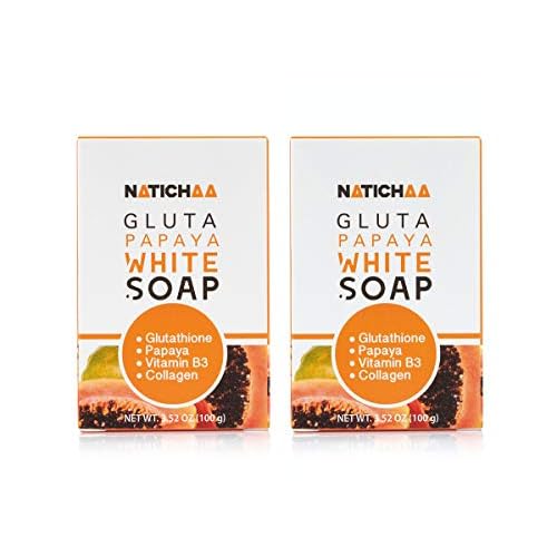 Glutathione Papaya White Soap 2 Pack - Natural Skin Brightening - Dark Spots, Acne Scars - Acquire a Soft, Silky Smooth Skin for Body & Facial