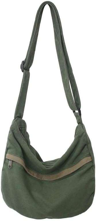 PRAGARI Canvas Messenger Bag Hobo Crossbody Bag for Women Shoulder Tote Handbag Vintage Aesthetic Travel Work