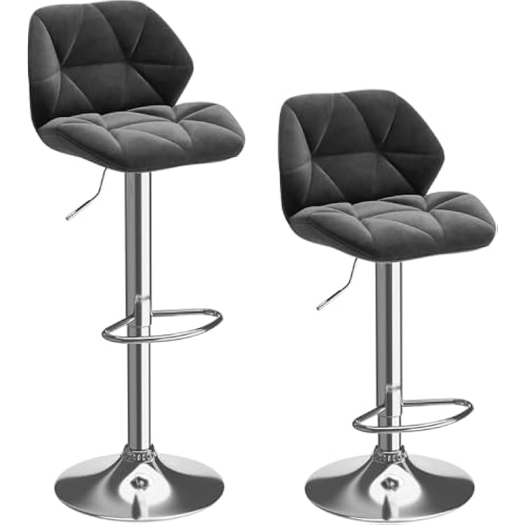 Cozy Castle Bar Stools Set of 2, Adjustable Swivel Barstools, Modern Counter Stools with Back and Footrest, Counter Height Barstools for Bar, Kitchen, Dining Room