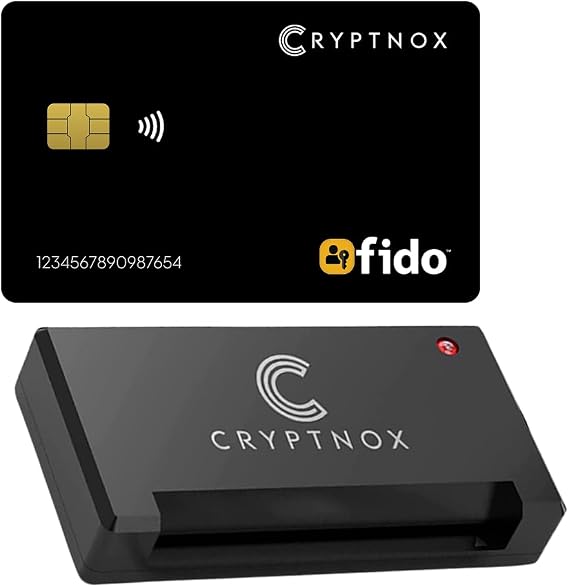 FIDO2 NFC Card + USB-A Smart Card Reader Bundle | Bundle with FIDO2 NFC security key card and USB-A contact smart card reader for 2FA, MFA, passkeys, CAC, PIV and eID