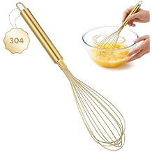 MAGICLULU Stainless Steel Whisk, 13 Inch Gold Wire Egg Beater, Thicken Wire Hand Mixer for Whisking Blending Baking Cooking, Kitchen Utensils Gadgets for Cream Batter Sauce