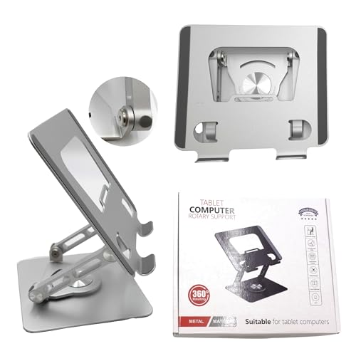 Wireless City Universal Tablet Stand for iPad with 360 Rotating Base, Foldable Adjustable Holder for Drawing, Compatible with iPad 6.5-13In ProAirMini and More Silver
