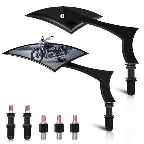Motorcycle Mirrors for Handlebars, Black Adjustable Motorcycle Rearview Mirrors Compatible with Harley Touring Softail Sportster Dyna Electra Street Road Glide Road King 1982-2025
