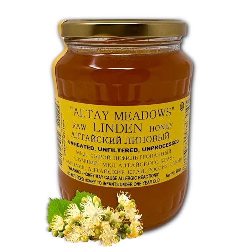 Altay Raw Linden Honey - 100% Pure, Unfiltered, Unpasteurized, Ethically Sourced - Glass Jar, 908g  35.2oz