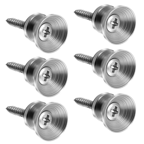 6 Pcs Guitar Strap Button Lock, Guitar Strap Locks Pins with Mounting Screws Metal Strap Button Anti Slipping Guitar Strap Lock Parts Accessories Music Parts for Guitar Bass UkuleleSilver