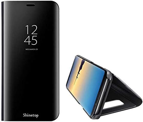 MagiDeal Galaxy Note 8 Case, Smart Clear View Window Electroplate Plating Stand PC Mirror Flip Folio Case Cover Ultra Slim Full Body Protective Case for Samsung Galaxy Note 8 with Kickstand - Black