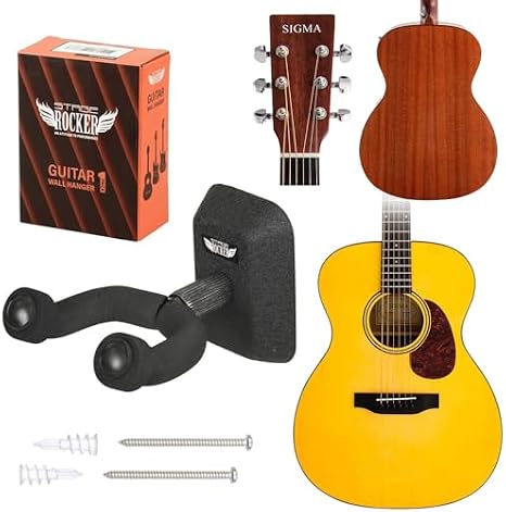 SIGMA 40 OOO Acoustic Guitar + Stage Rocker Guitar Wall Hanger