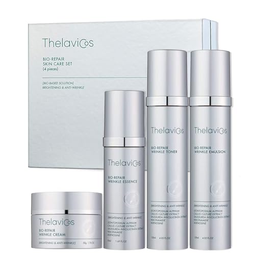 Bio Repair Wrinkle Skin Care Set 4 Pieces K-Beauty Renewing Nightly Treatment for Sensitive Skin | Includes Toner 120ml, Emulsion 120ml, Essence 50ml, Cream 50g