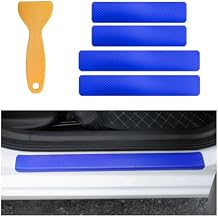 Yourkar 4 PCS Car Door Sill Protector, 3D Carbon Fiber Door Edge Threshold Wrap Film Vinyl Cover, Anti Collision Scratch Strip Bumper Door Entry Guard Scuff Sticker, Car Accessories (Blue)