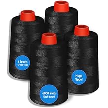 Black Sewing Thread, Serger Thread Cones 4 Pack, 40S/2-24000 Yards Black All Purpose Sewing Cone Thread for Sewing, Quilting, Serger Machines, Over Lock, Piecing, Merrow & Hand Embroidery.