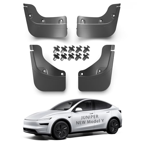 2025 New Tesla Model Y Juniper Accessories Mud Flaps - [Stay Clean Protect Paint No Drilling Required] ESDOPA All Weather Splash Guards Body Kits Compatible with Tesla New Model Y 2026Black Set of 4