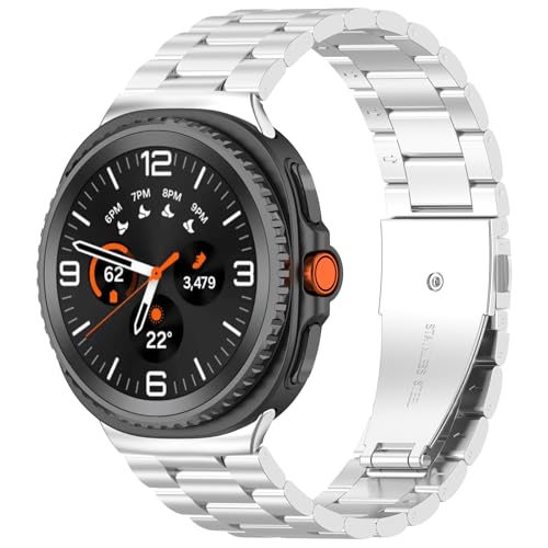 Bands Compatible with Samsung Galaxy Watch 8 40mm44mmClassic 46mm 2025, Stainless Steel Metal Bands Robust Link Strap for Men
