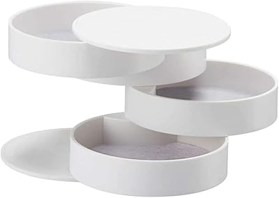 qiuqiu Jewelry Box 360 Degree Rotating Jewelry Storage Box 4 Layers Jewelry Organizer Holder for Necklace Ring Bracelet Earring Small Items Container Case