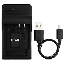 Norifon EN-EL12 USB Charger for Nikon Coolpix AW130, AW100, AW120, AW110, S6200, S6300, S8100, S8200, S9100, S9300, S9500, S9900 Camera and More