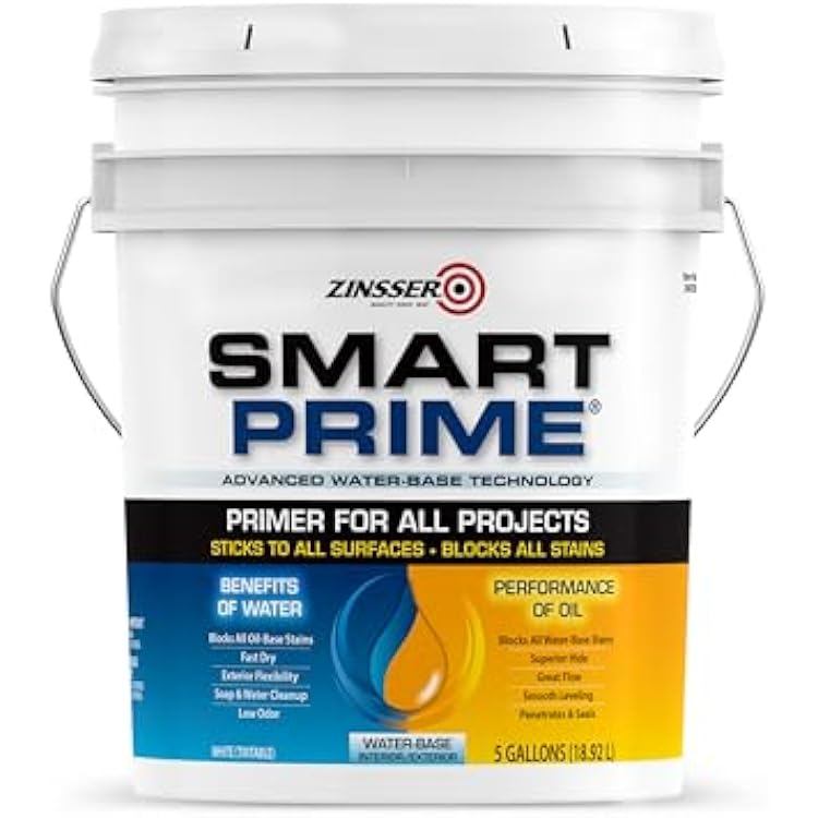 5 gal Zinsser 249728 White Smart Prime Water-Based InteriorExterior PrimerSealer