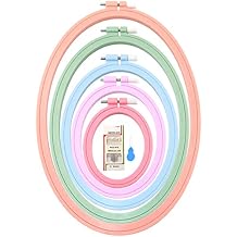 ZOCONE 5 Pcs 5 Size Oval Embroidery Hoops, ABS Plastic Embroidery Hoops Cross Stitch Hoops Embroidery Frames for Sewing, Needlework, Embroidery Projects (Size-11.4", 9.6", 7.5", 5.7",3.9")