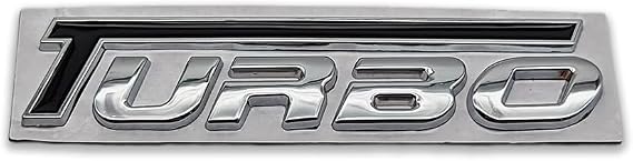 3D Metal Turbo Logo Car Emblem Premium Racing Sport Badge Auto Rear Sticker Decal Replacement (Silver&Black)