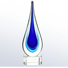 Tear Drop Glass Award Blue - Small