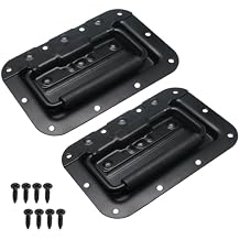 Bonsicoky 2 Pcs 6.34" Recessed Spring Loaded Handle with Rubber Grip, Surface Mount Chest Handle for Trunks Crates Storage Boxes, Black