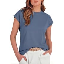 GRECERELLE Women's Summer Tops Cap Sleeve Basic Tee Shirts Casual Tank Top Loose Crew Neck 2026 Trendy Clothes, S-2XL