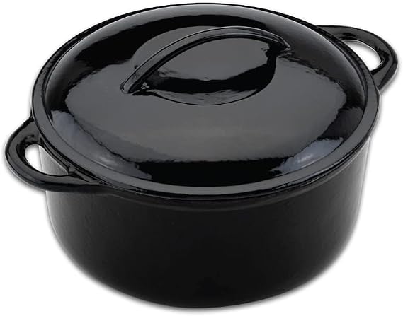 Round Casserole Dish, 25cm Diameter, Cast Iron, Black
