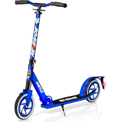 Hurtle Renegade Kick Scooter for Kids, Teenagers & Adults - 2-Wheel Folding Scooter with Adjustable T-Bar Handlebar - Alloy Anti-Slip Deck